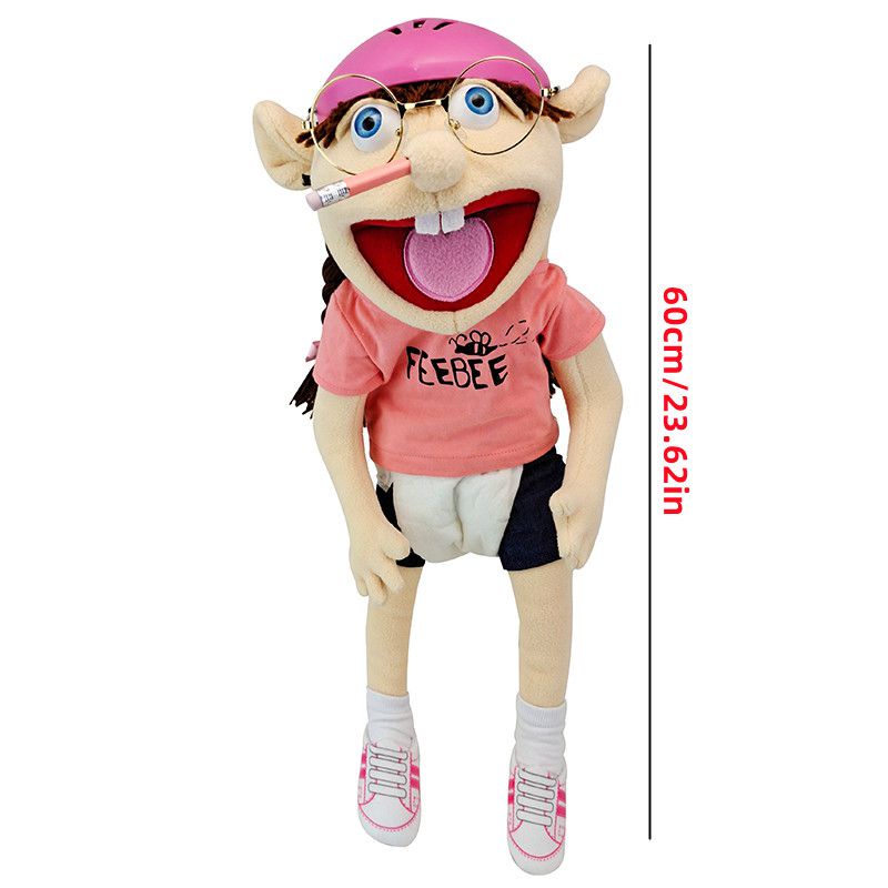 60cm Jeffy Cartoon Hand Puppet Plush Toy Feebee Jeff Sister Puppet Parent Child Interaction Plush Doll Christmas Doll Plush Toys Kids Gift