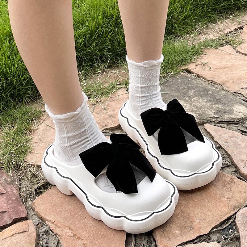 Dép Cross, Sục nữ đính NƠ NHUNG êm, bền, nhẹ sang chảnh phong cách HÀN