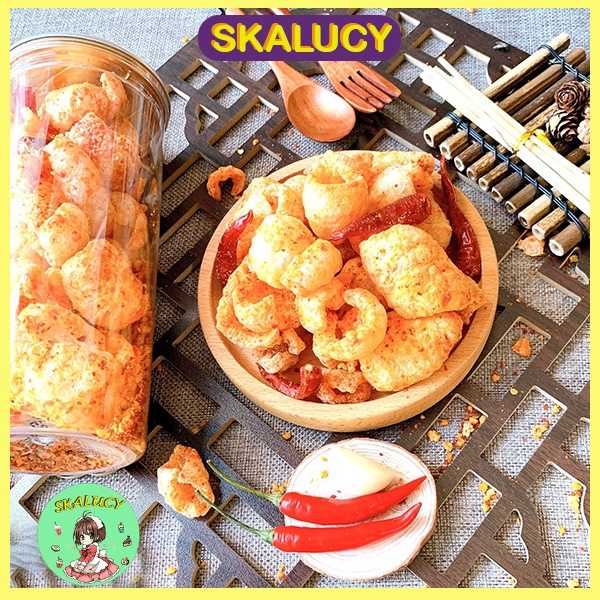 Da heo muối ớt chiên giòn đồ ăn vặt đóng hộp da heo thượng hạng 160g snack da heo muối ớt cay cay giòn giòn hũ 160g