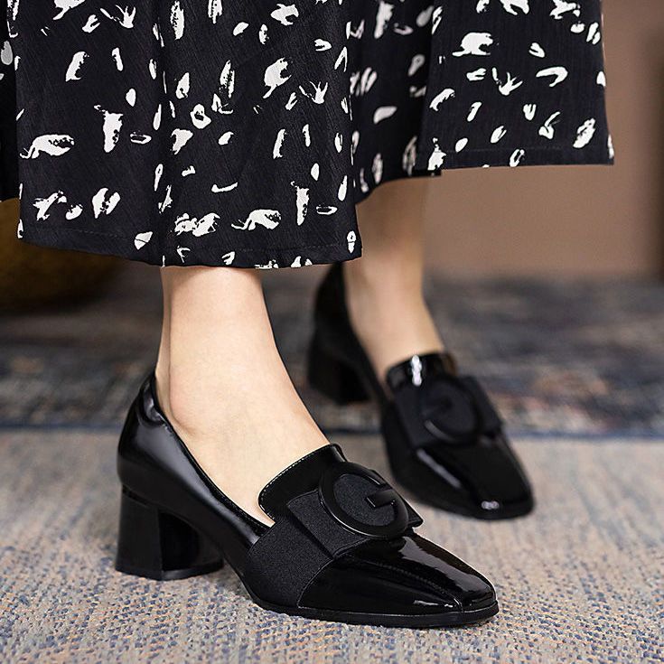 Giày Cao Gót Mũi Vuông Đế Mềm Phong Cách Hàn Quốc Thời Trang Mùa Thu 2022 Cho Nữ