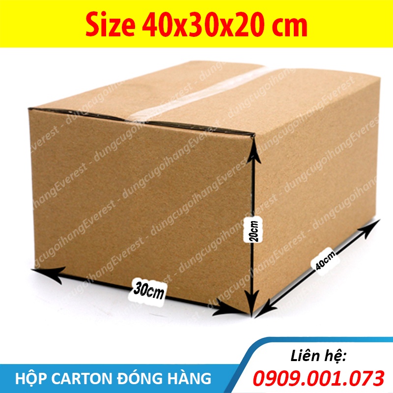 Hộp giấy gói hàng size 40x30x20 cm, thùng carton gói hàng Everest
