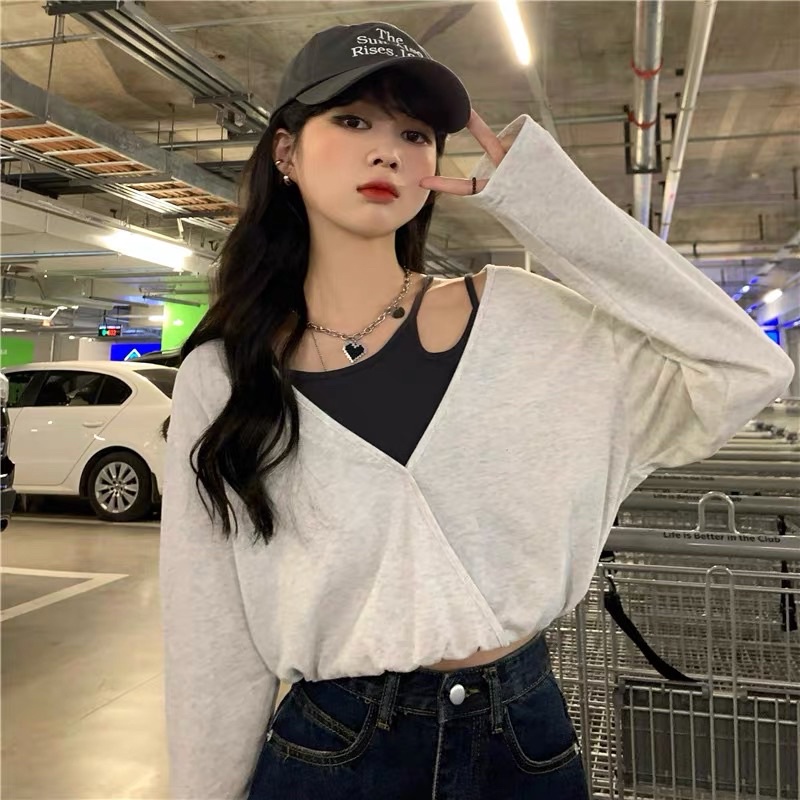 Set áo croptop tay dài hở vai CA175
