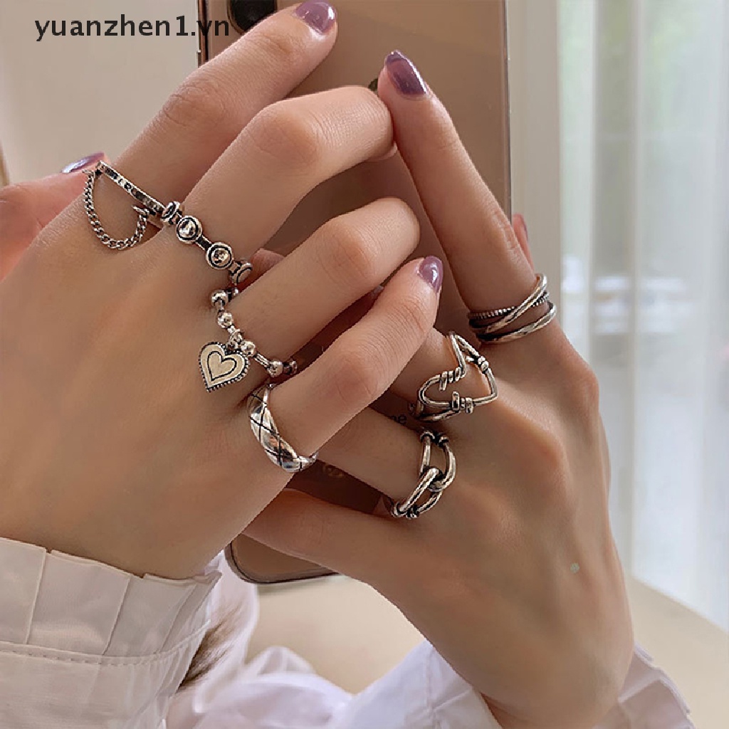 Nhẫn Cặp Hình Trái Tim Phong Cách Vintage Thời Trang