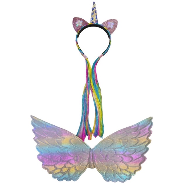 Bộ Váy, Cánh Thiên Thần, Cài Tóc Unicorn Màu Hologram, Cầu Vồng Đồ Chơi Hoá Trang Halloween Cho Bé