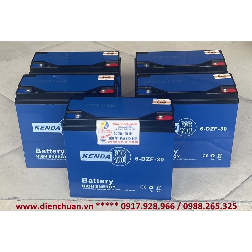 Bộ 5 bình ắc quy xe máy điện 60V 30Ah Kenda 6-DZF-30