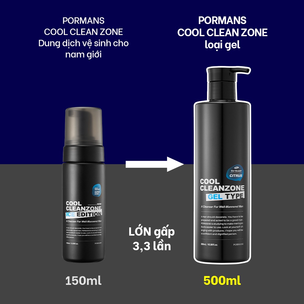 Gel vệ sinh vùng kín Pormans Cool Zone cho nam giới 500ml