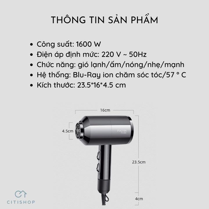 Máy Sấy Tóc nóng và lạnh 1600w PX-3805 Chuyên Nghiệp, Không Gây Hư Tổn Tốc, Công Suất Siêu Mạnh
