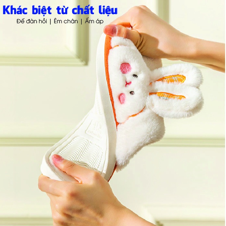 Dép lông nam nữ cao cấp đi trong nhà văn phòng thời trang, dép bông đế cao su nhẹ chống trơn trượt