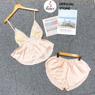 Đồ ngủ hai dây phối ren, hở lưng