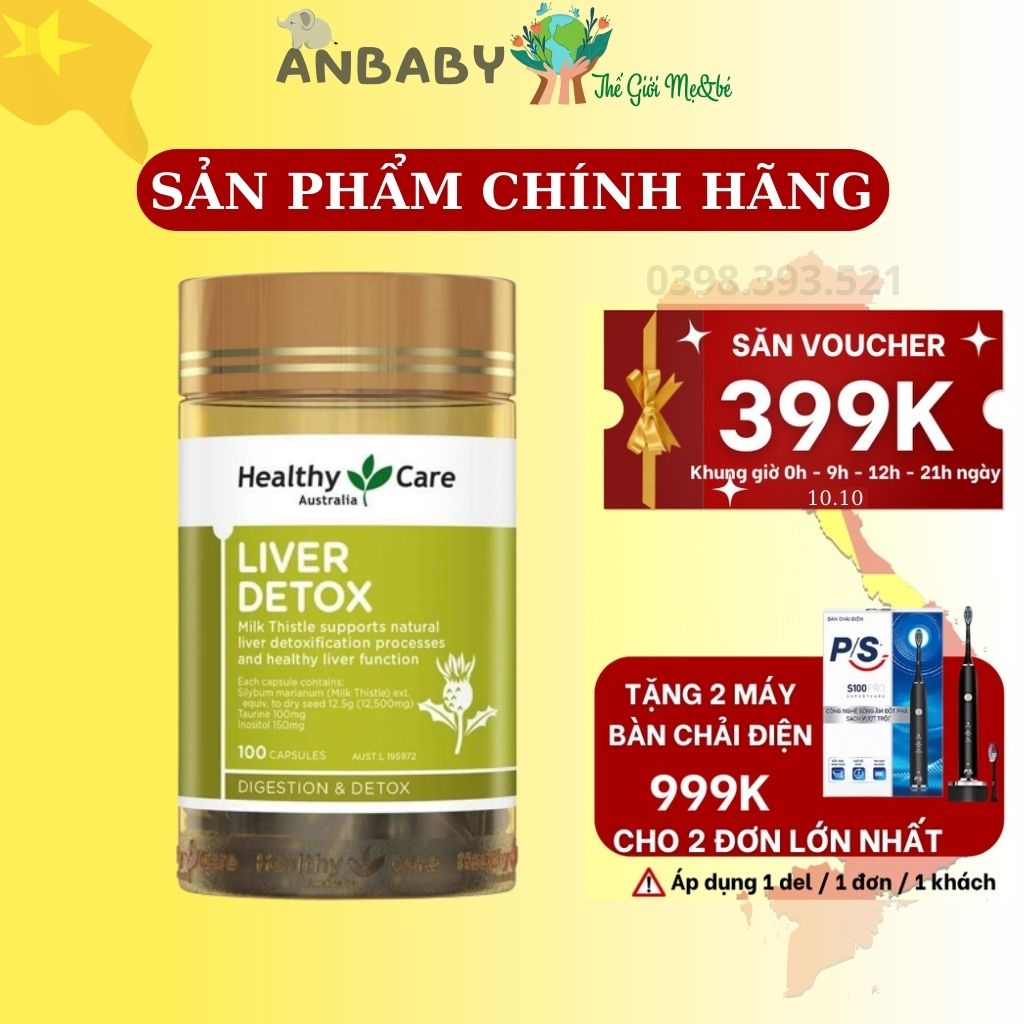 Thải Độc Gan Healthy Care Liver Detox Úc 100 Viên - Viên Uống Bổ Gan Thanh Lọc Giải Độc Chính Hãng