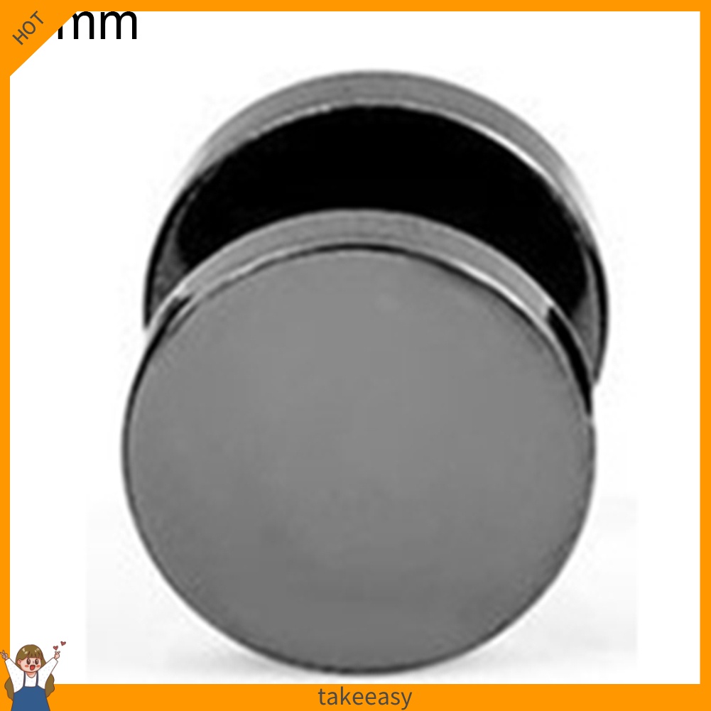 Khuyên tai màu đen bằng thép không gỉ kiểu dáng tròn 3mm - 14mm phong cách punk thời trang cho nam