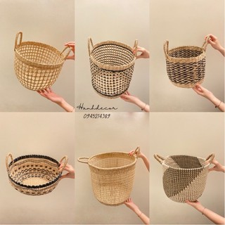 Sọt cói, giỏ đựng đồ, chậu cây trang trí nhà cửa, sọt mây đựng đồ cất gọn HANHDECOR