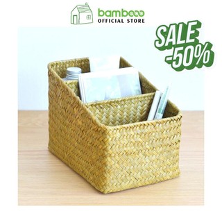 Khay mây tre đan BAMBOOO ECO giỏ cói đa năng thủ công trang trí decor