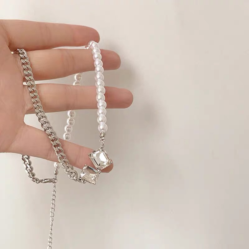 Vòng cổ Đính Ngọc Trai Hình Vuông Thời Trang Cho Nữ