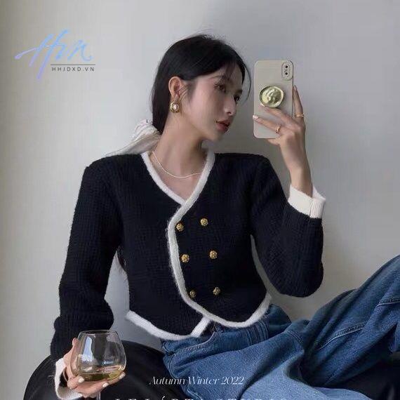Lelart Áo Sweater Ngắn Mùa Thu Hai Hàng Nút Cài Phong Cách Hoàng Gia Pháp Cao Cấp Mới Cho Nữ