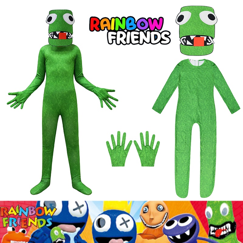 Game Roblox Rainbow Friends Green Cosplay Costume Kids Halloween Fancy Dress Party