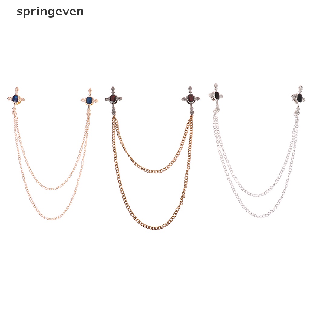 Ghim Cài Áo Hình Thánh Giá Đính Đá Phối Dây Xích Đôi Phong Cách Cổ Điển Thời Trang Cho Nam Và Nữ