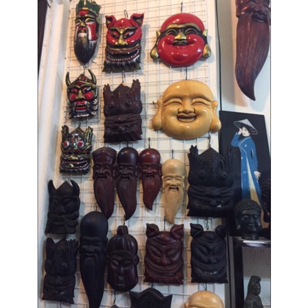 Mặt nạ gỗ trang trí treo tường hình La Hán