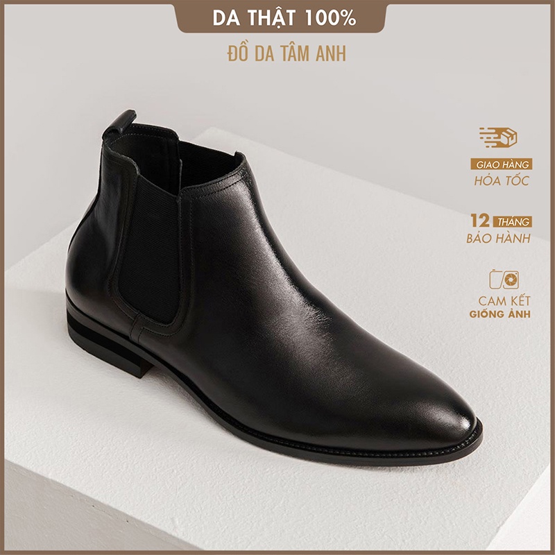 Giày chelsea boots, giày tây nam da bò xịn cao cấp hàng đầu Tâm Anh GNTA6801-1-D