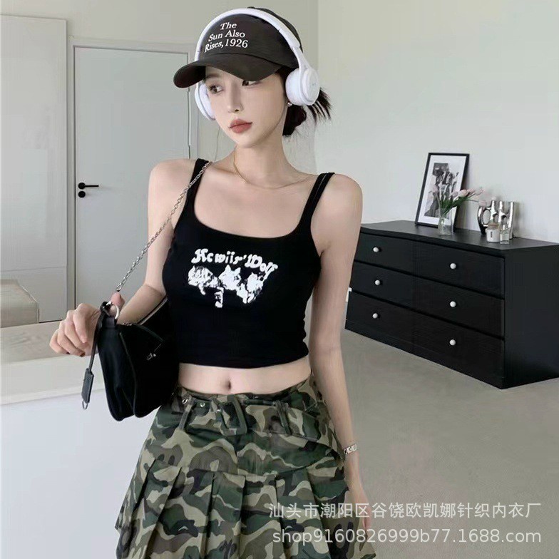 Áo Bra Cotton 2 Dây Kép Có Đệm Mút In Hoạ Tiết Trước Ngực 6603