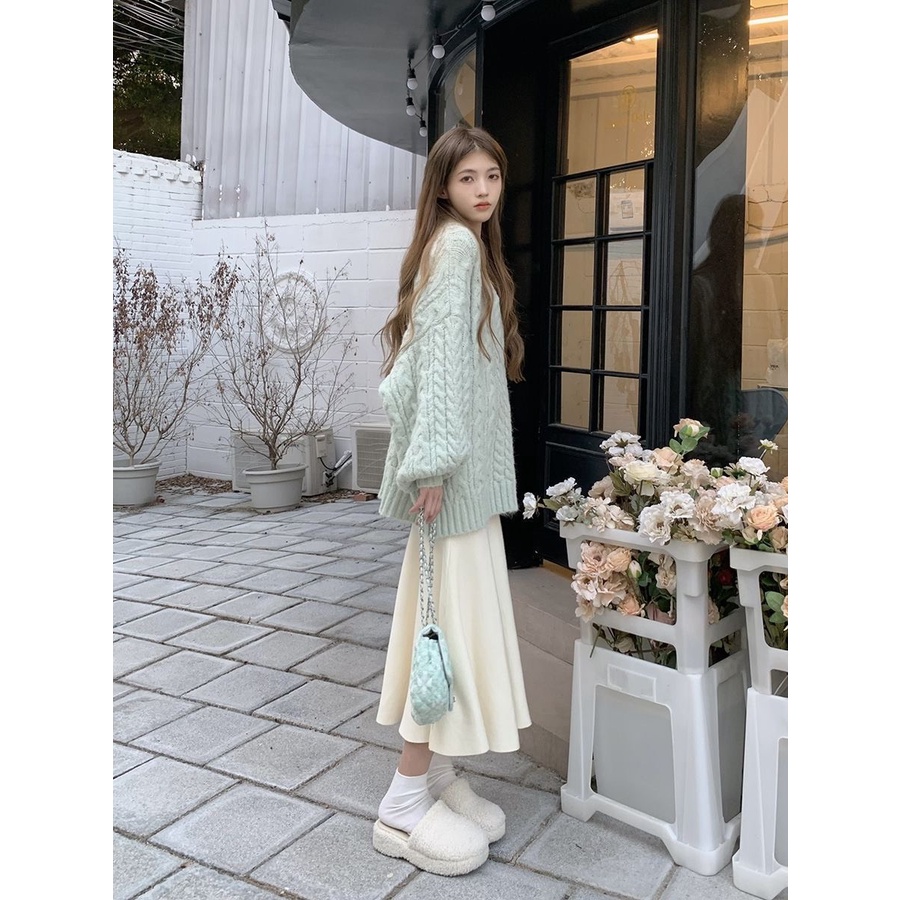 Chân váy đuôi cá len mỏng cạp chun phong cách hàn quốc