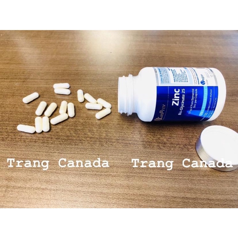 Viên bổ sung kẽm Zinc CanPrev’s Zinc Bis-Glycinate 25mg & 50mg hàng Canada