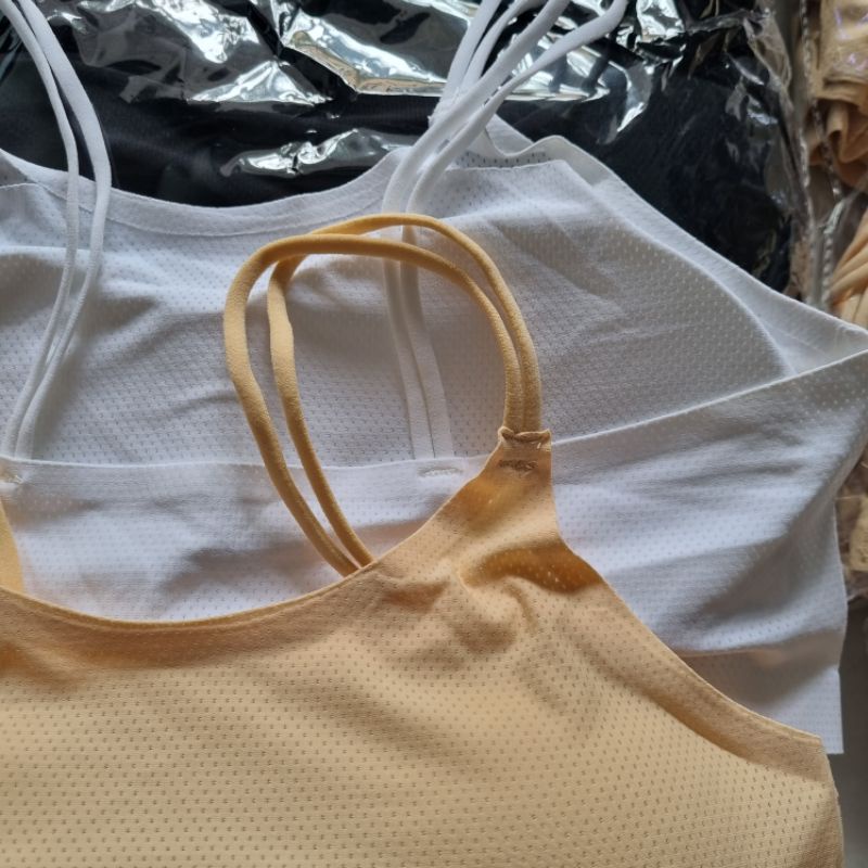 Áo bra áo lá áo lót su thông hơi co dãn 2 hai dây kép thẳng có mút tháo ra được