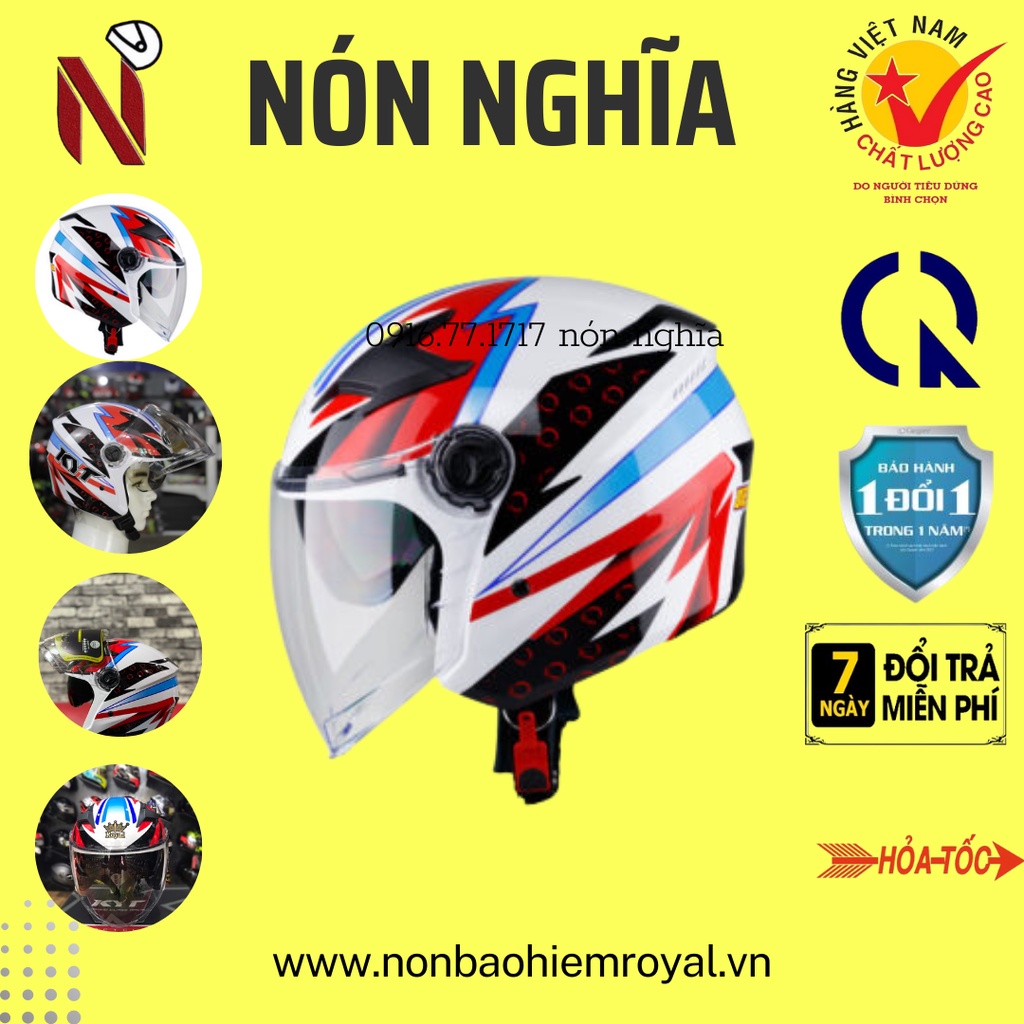 MŨ BẢO HIỂM ROYAL 3/4 2 KÍNH 268 / NÓN BẢO HIỂM 3/4 ĐI PHƯỢT - ĐI LÀM