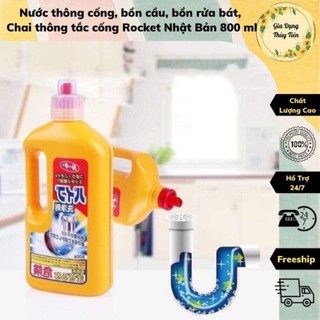 Nước thông cống, bồn cầu, bồn rửa bát, Chai thông tắc cống Rocket Nhật Bản 800 ml