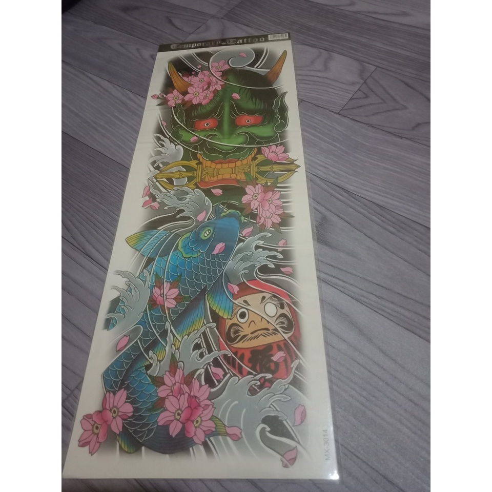 Hình xăm dán xanh nước biển full tay nửa lưng