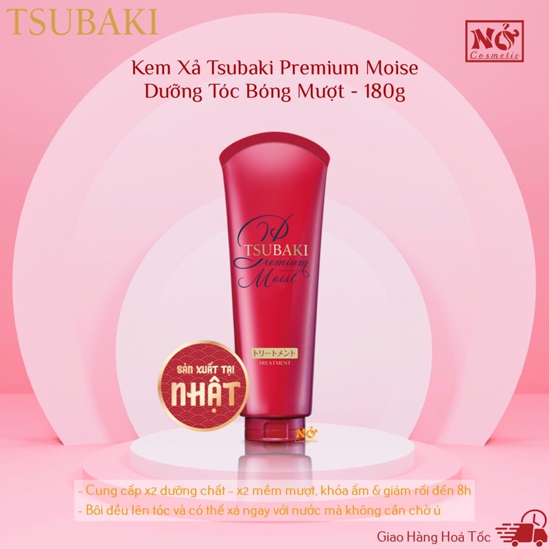 Kem Xả Dưỡng Tóc Bóng Mượt Tsubaki Premium Moist Treatment Đỏ 180gr