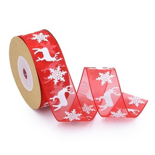 1 mét ruy băng vải bố hoa tuyết đỏ hưu trang trí noel gs021
