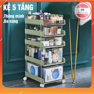 Kệ Đựng Đồ 5 Tầng Thông Minh Có Bánh Xe Đẩy Chuyên Dụng - Kệ Để Đồ Đa Năng Thiết Kế Khung Thép Không Gỉ