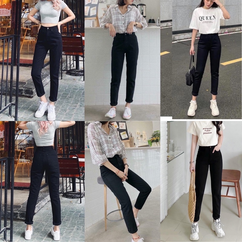 Quần Bò Momjeans Quần Jean Baggy lưng cao xuất Chuẩn