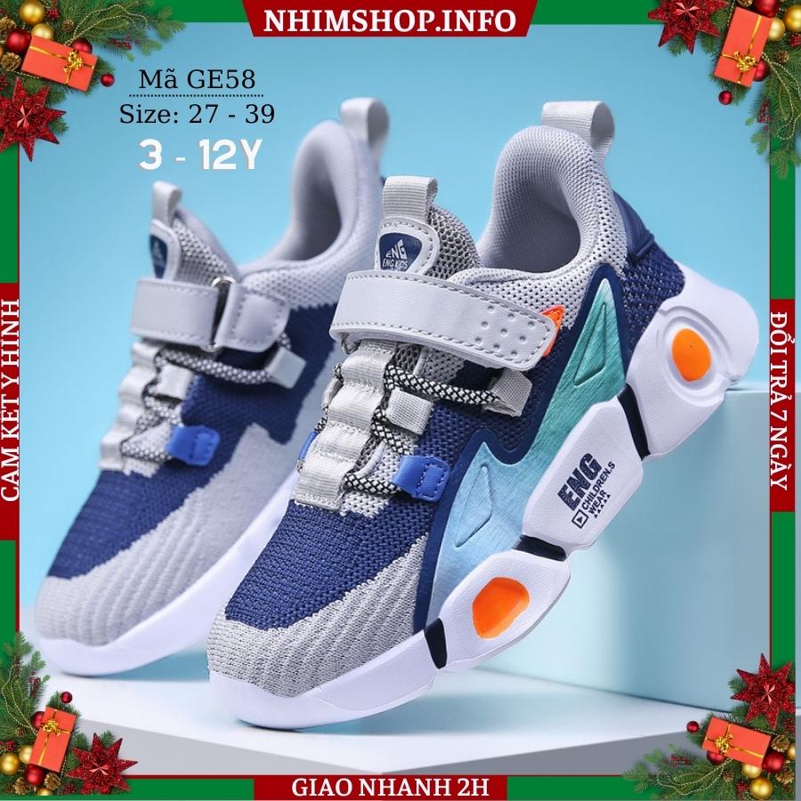 Giày thể thao bé trai 4 - 12 tuổi phong cách Hàn Quốc đế EVA nhẹ chống trơn kháng khuẩn đi học chạy bộ sang cao cấp GE58