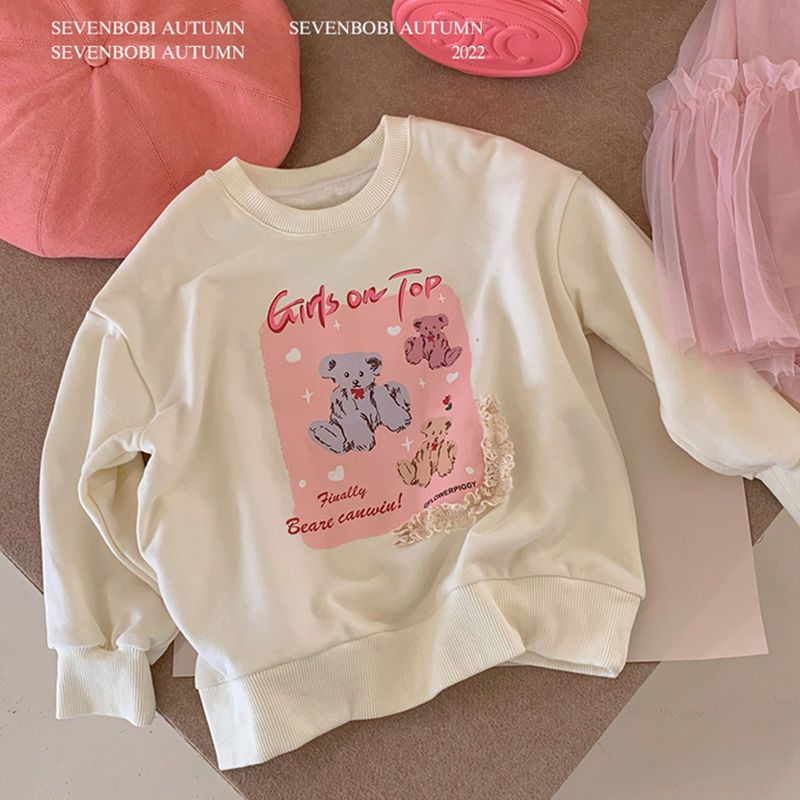 Áo Sweater Cổ Tròn Dáng Rộng In Hoạt Hình Kiểu Phương Tây Hàn Quốc Thời Trang Mùa Thu Cho