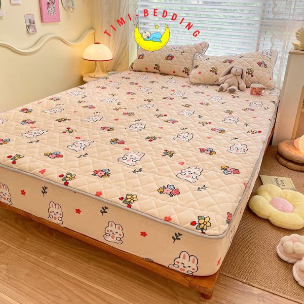 Bộ ga gối nỉ tuyết sữa trần bông cao cấp nhập khẩu mềm mịn và ấm áp - Timibedding