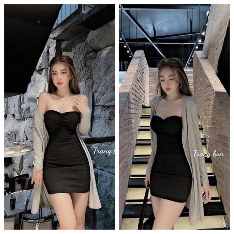 SÉT ĐẦM TK BODY CÚP NGỰC KÈM ÁO KHOÁC DÁNG DÀI&HÀNG ĐẸP FORM CHUẨN,CÓ MÚT NGỰC.