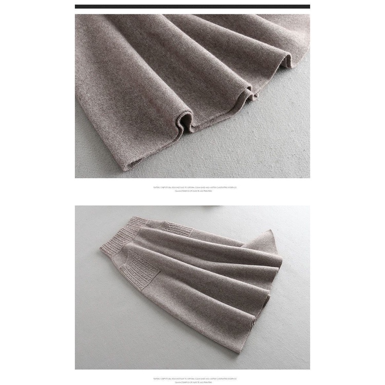 Chân Váy Dệt Kim Dáng Rộng Phối Túi Lưng Cao Thời Trang Thu Đông Cho Nữ