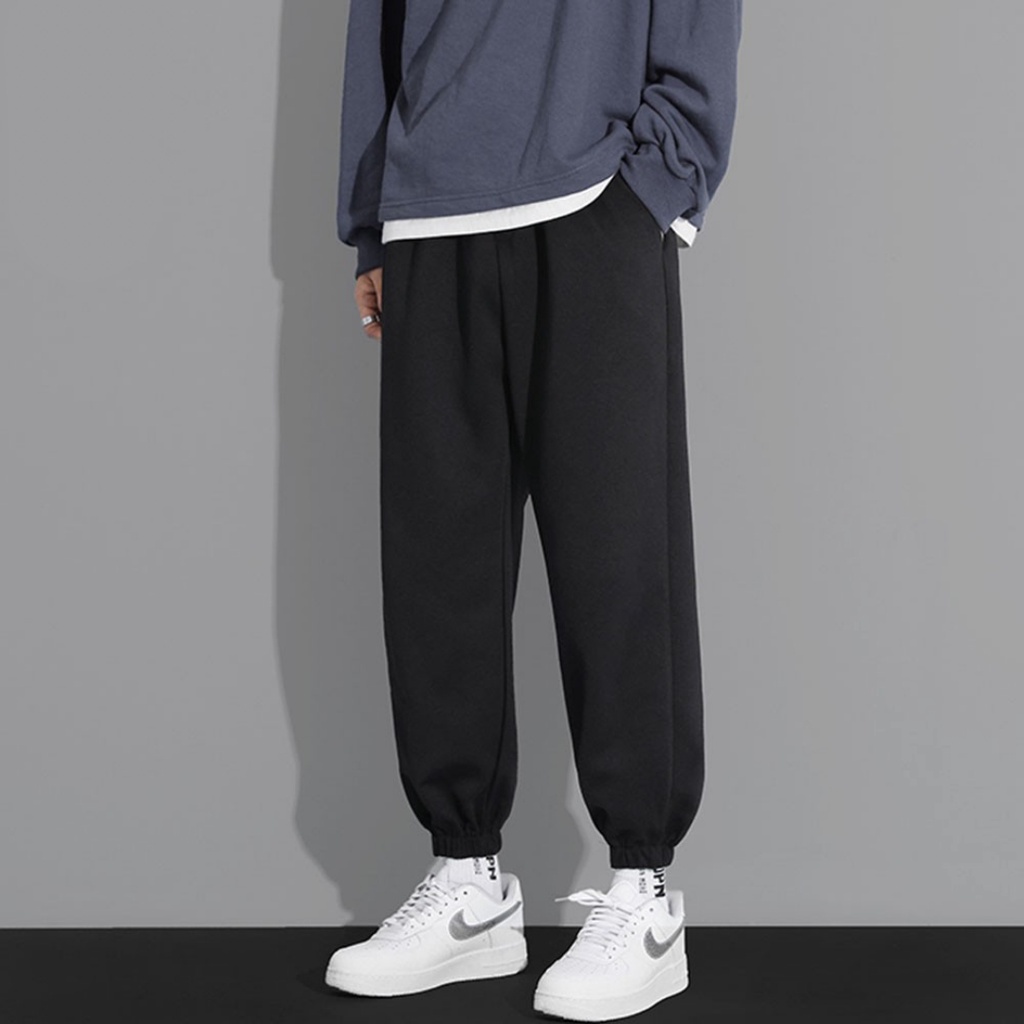 Quần Jogger nam ống rộng bo gấu dây rút kiểu dáng hàn quốc có túi vải tổ ong Quần nỉ nam ống suông dài mặc thể thao gym