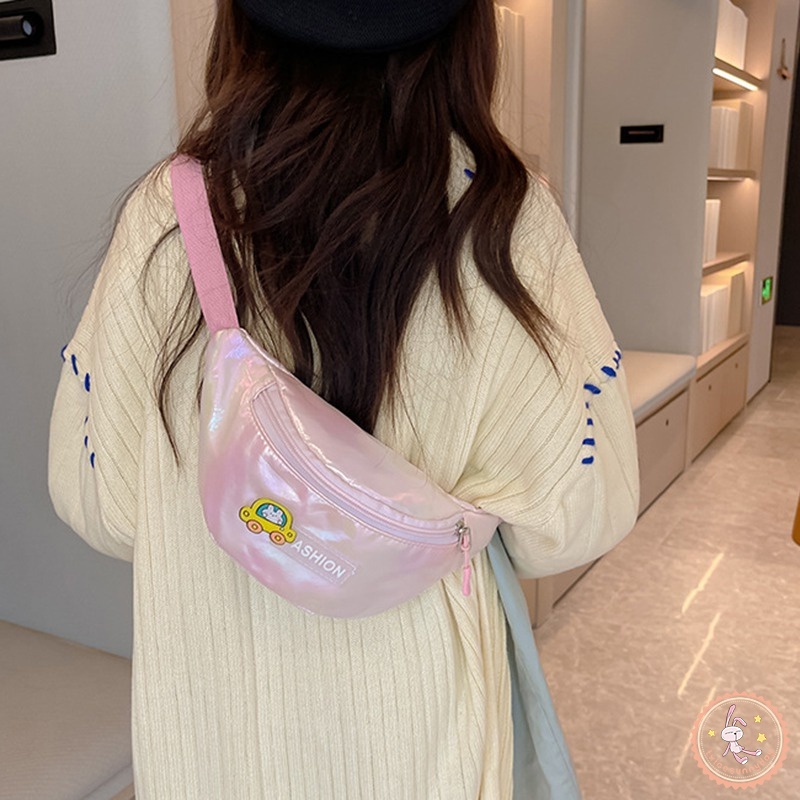 Túi Đeo Hông Bằng Da PU Màu Tương Phản Dành Cho Bé Gái