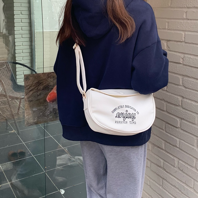 Túi Đeo Vai Màu Trơn Thêu Họa Tiết Thời Trang Cao Cấp Cho Nữ