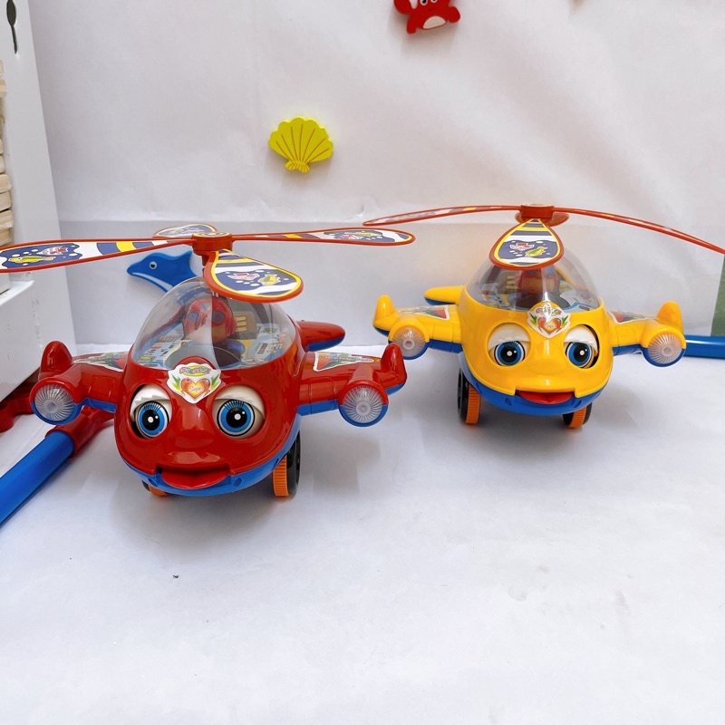 Đồ chơi trẻ em xe đẩy máy bay có chuông biết chớp mắt, thè lưỡi vui nhộn cho bé tập đi phát triển vận động