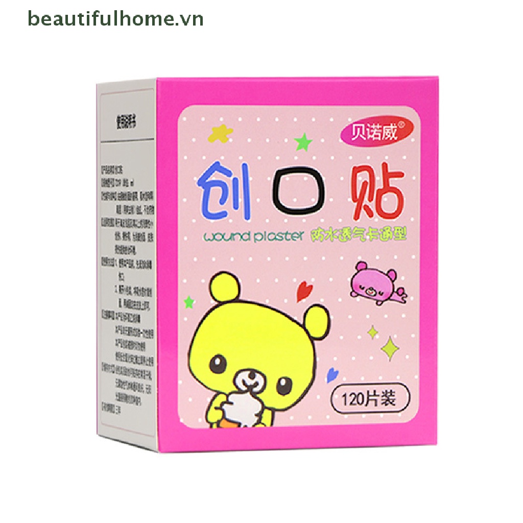 Bộ 120 Miếng Băng Cá Nhân Thoáng Khí Chống Thấm Nước Họa Tiết Hoạt Hình