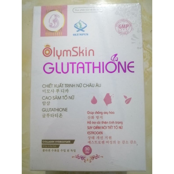 Viên uống chống oxy hóa làm đẹp da sáng da OLYMSKIN GLUTATHIONE Cao sâm tố nữ L-Cystin Collagen Glutathion