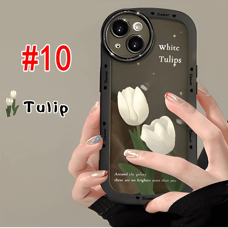 Casing OPPO A78 A77S A57 2022 4G A16K A16E A16S A74 A95 A54 A52 A72 A92 A15 A15S A53 A33 2020 A16 A93 A95 A94 5G A9 A5 A7 A5S A12 A3S F11 Pro F9 F17 A71 A37 37F Noe 9 A59 F7 A39 A83 F5 Youth ins Cute Oval Tulip Flowers High Quality Soft Phone Case DYJ 09
