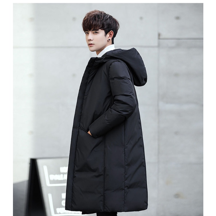 Áo Khoác Phao Có Mũ Trùm Dáng Dài Thời Trang Mùa Thu Đông Ấm Áp Dành Cho Nam