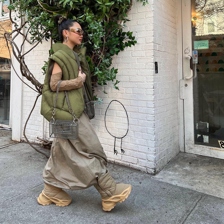 Kliou 2023 Mới Áo khoác Kliou không tay cổ cao dáng rộng phối khóa kéo thời trang 2022 thời trang mùa thu dành cho nữ