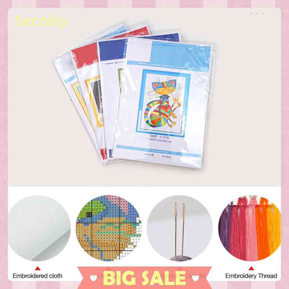 Seco Bộ Tranh Thêu Chữ Thập 11CT Bằng Cotton In Hình Hồ Nước Tự Nhiên