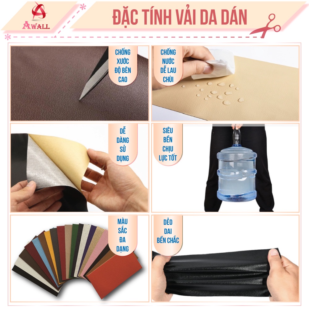 Miếng dán vải da PU tự dính sửa chữa ghế sofa cỡ lớn đồ da cao cấp nhiều màu đẹp | BigBuy360 - bigbuy360.vn